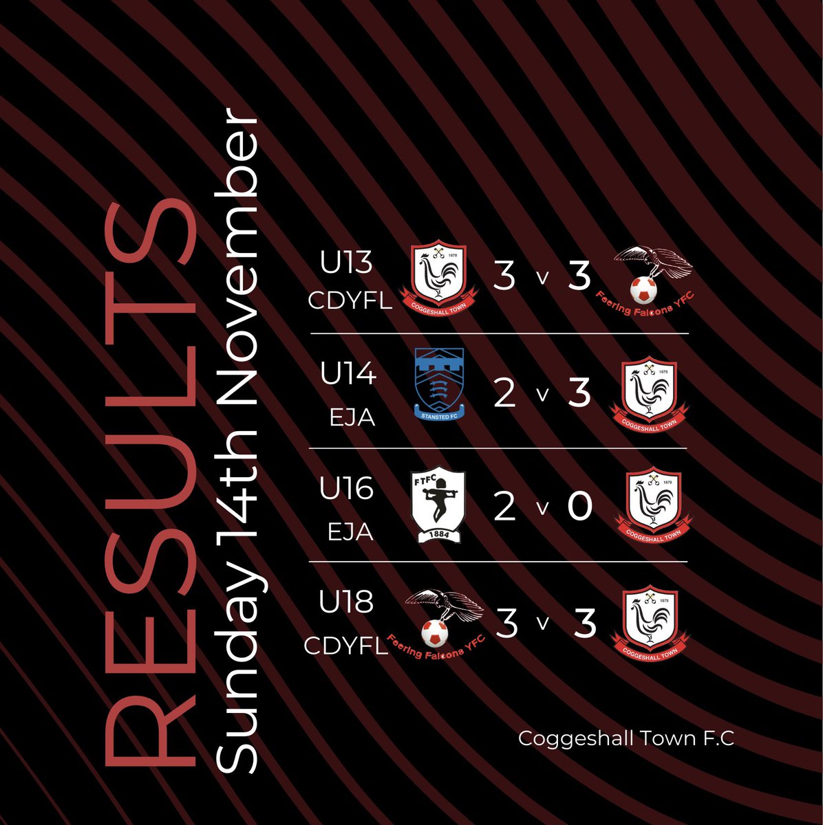 🔴⚫️ Results ⚫️🔴 

How our boys got on last weekend…