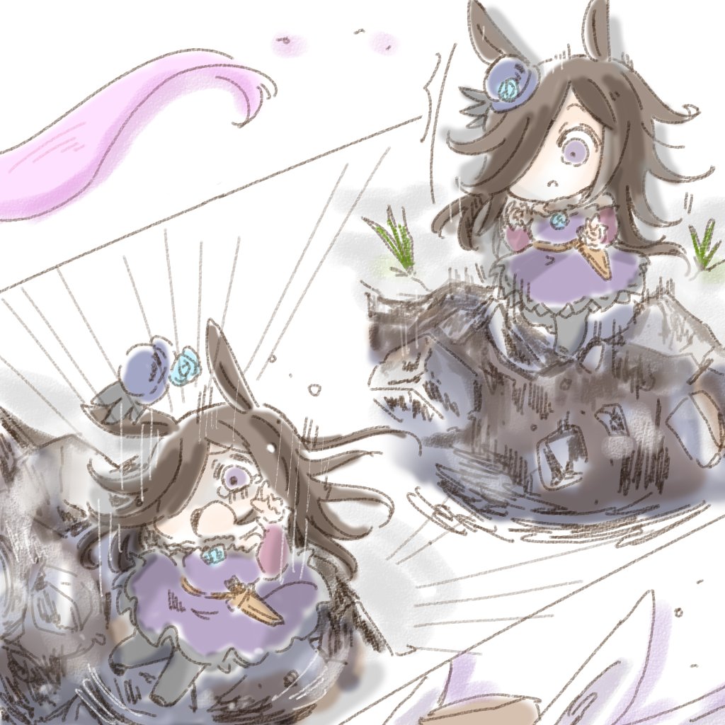 rice shower (umamusume) animal ears horse ears 1girl hair over one eye dagger long hair purple eyes  illustration images