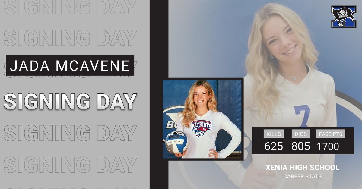 XeniaVolleyball's tweet photo. A HARD WORKER REWARDED! 💪🏼🏐 @jada_mcavene CONGRATS on chasing/accomplishing your goal! Thanks for being a great example for your teammates & for 4 yrs of grit & grind! Can't wait to 👀 you play at the next level! Only ⬆️ from here! #Prepped4Purpose @XeniaAthletics @XeniaSchools https://t.co/qY5GpNTJfg