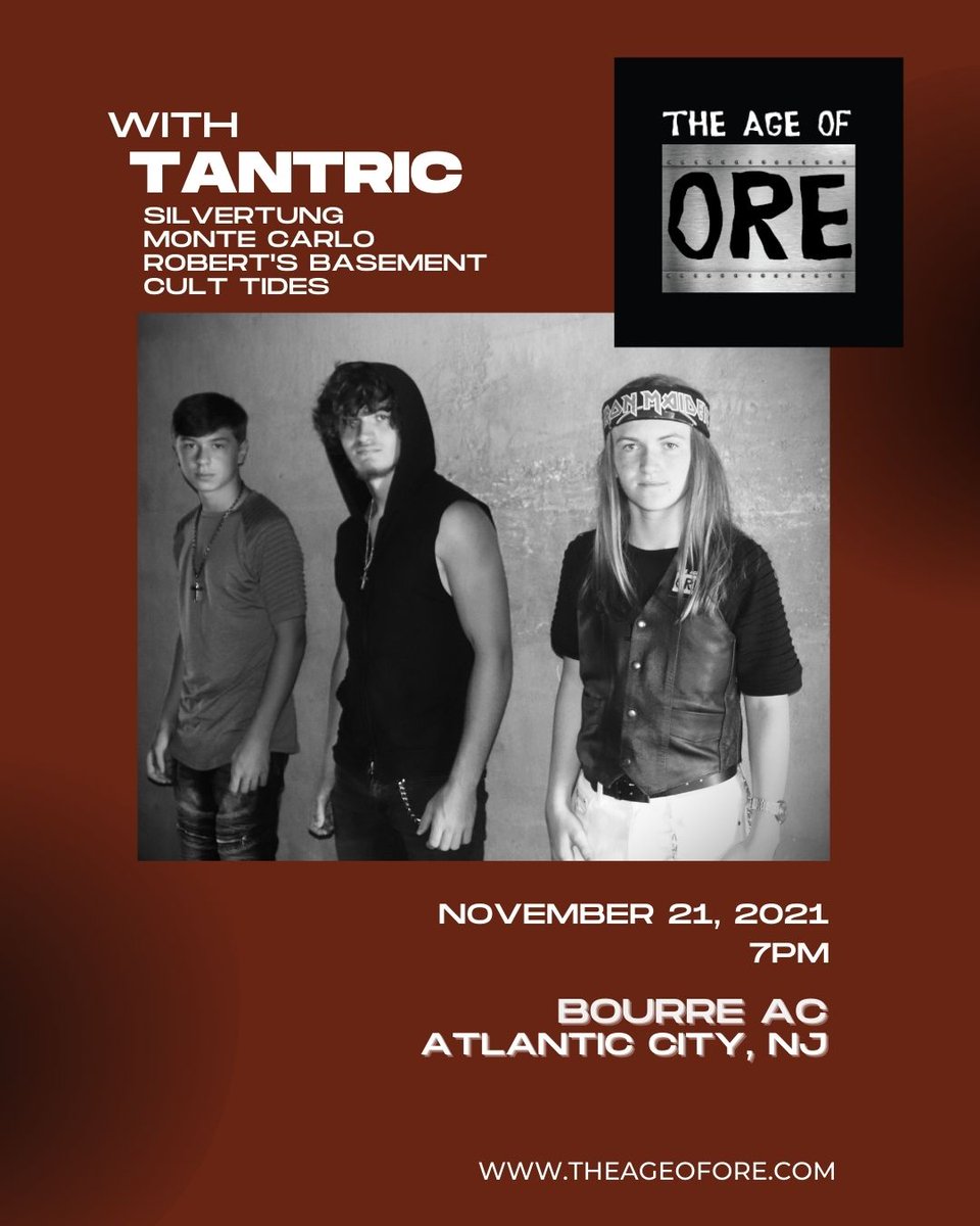 age_ore's tweet photo. Tickets are going fast! Get them now for our show this Sunday with Tantric and others!

https://t.co/iPKLavujrj
#metal #livemusic #guitar #drums #bass #heavymetal #originalmusic #atlanticcitynightlife https://t.co/V0NfFiY8rK