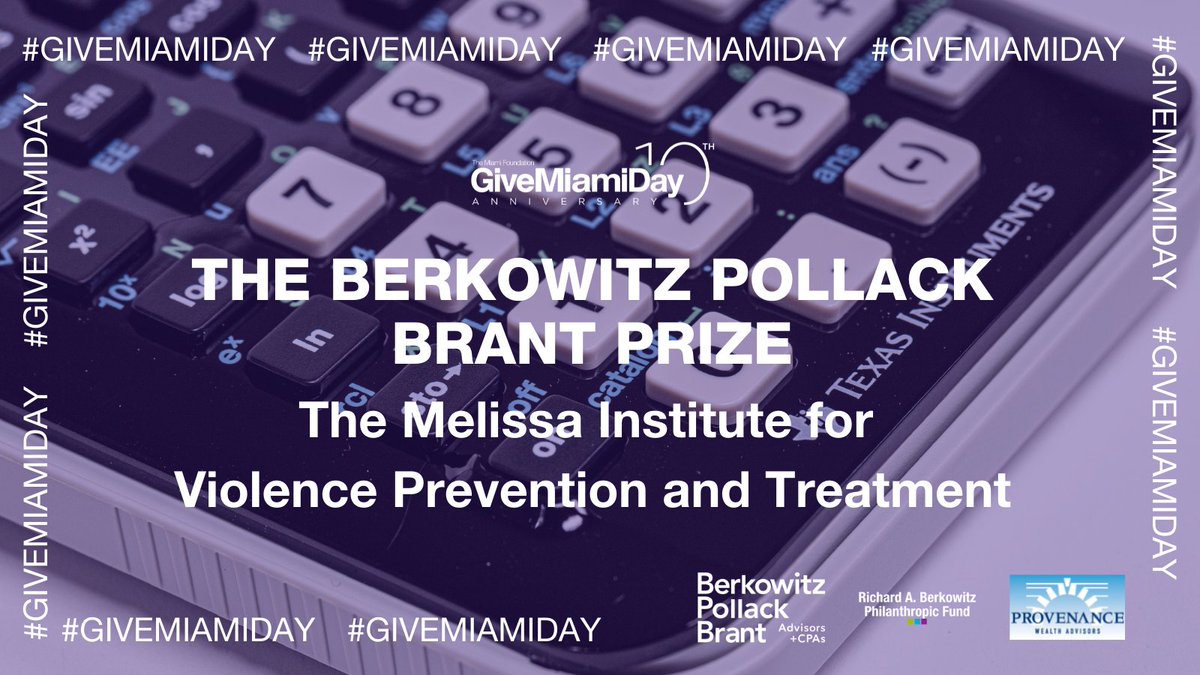 MiamiFoundation's tweet photo. .@MelissaInstitut kudos to you for receiving the most unique gifts this past hour! You won the Berkowitz Pollack Brant Prize, named in honor of our Board Chair @rabjdcpa! Learn more about this great nonprofit here: https://t.co/Rgx8kQxf9k https://t.co/Xj8jKHP8lq