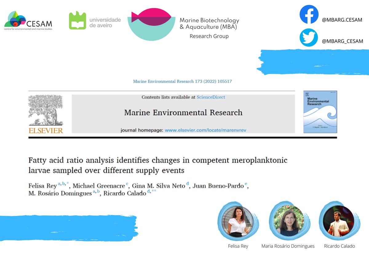 MBARG_CESAM's tweet photo. #MBARGPaper🌊

In our recent paper, the #fatty #acid analysis of #Carcinus #maenas #megalopa identified a set of five fatty acid ratios that explaining 83.1% of the variance between the four #larval supply events🦀

Available at: https://t.co/Iq8Fs2V732 
@CESAM_Univ 
#cesam_univ https://t.co/1UXaZdlUnN