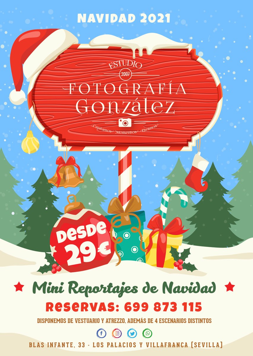 🎄📸 MINI REPORTAJES DE NAVIDAD POR SOLO 29€ 📸🎄

RESERVA AHORA, EN 📍 <a href="/studiofgonzalez/">FOTOGRAFÍA GONZÁLEZ</a>  📸, TU REPORTAJE NAVIDAD🎄

MAS INFO Y RESERVAS:
📱 699873115 ☎️ 954493712

⭐️ DISPONIBILIDAD DE VESTUARIO Y ATREZZO
⭐️ 4 ESCENARIOS DISTINTOS
⭐️ FOTOGRAFIA PROCESADAS Y EDITADAS