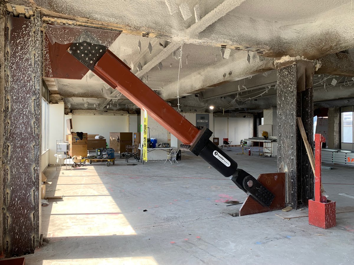 TaylorDevices's tweet photo. 300 Lakeside is a Pre-Northridge Steel Moment Frame structure in Oakland, CA that is being seismically retrofitted. One of the many benefits of fluid viscous dampers are their ability to be easily installed with minimal disturbance to the existing structure and its tenants. https://t.co/OJH4XHDEnj