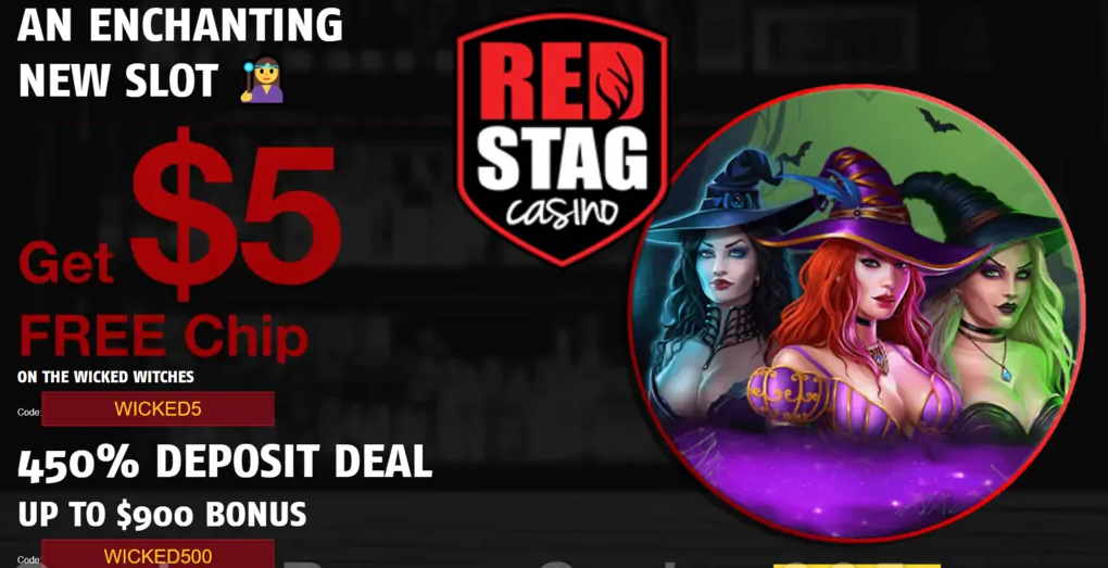 $5 FREE at Red Stag on Wicked Witches.  
Starts today until the 28th only.  link.totalaffiliates.com/c/479492
#CasinoBonus #FreeNDB #RedStagCasinoBonus #FreeChipBonus