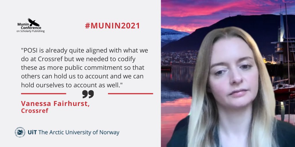 Speaker Vanessa Fairhurst and quote “POSI is already quite aligned with what we do at Crossref but we needed to codify these as more public commitment so that others can hold us to account and we can hold ourselves to account as well.”.
 