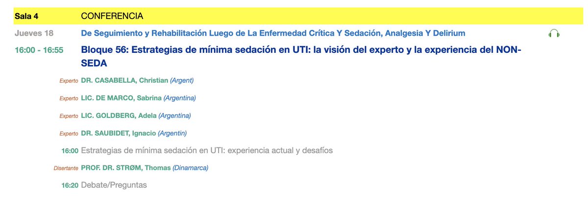 Agenda de hoy 31º <a href="/SATIarg/">SATI</a> 3 pm, sala 4: Brenda Pun, optimizando implementación del bundle A2F  / 4 pm, sala 4: Thomas Strom, no sedación en UTI y datos del NON SEDA <a href="/fedescarini/">Fedes</a> <a href="/_matiasezeqiel/">Matias Olmos</a> <a href="/edotobarazul/">Eduardo Tobar</a> 2021congresosati.com.ar/lobby.html