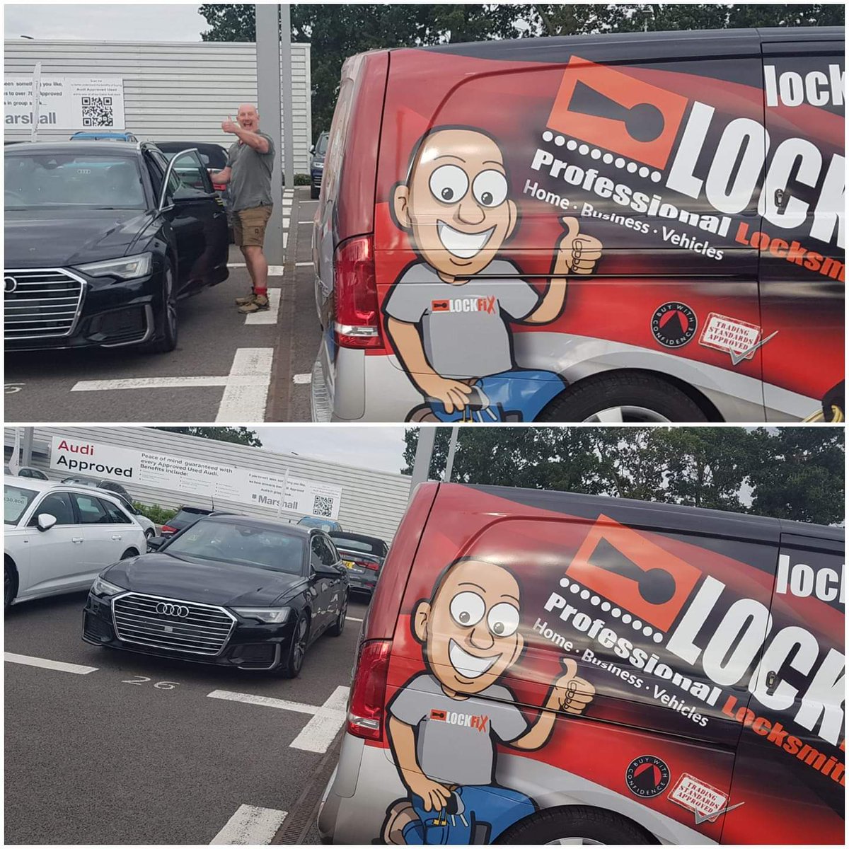 LOCKFIX's tweet photo. Made my day yesterday after being called out to an Audi dealership to open up a nearly new Audi A6 because all the keys had been locked inside and their own technicians totally failed to get the job done.🔑😝👊 #professional #locksmith #Exeter #devonhour #lostcarkeys #Audi https://t.co/fyWDpy6i9a
