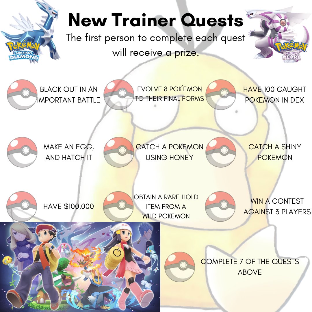 jonHatchTag's tweet photo. Get hype for #BDSP! I made this for my sister's birthday/Pokémon release weekend, but if you have a group of friends starting this weekend, please feel free to use it. https://t.co/eeQIpxuzac
