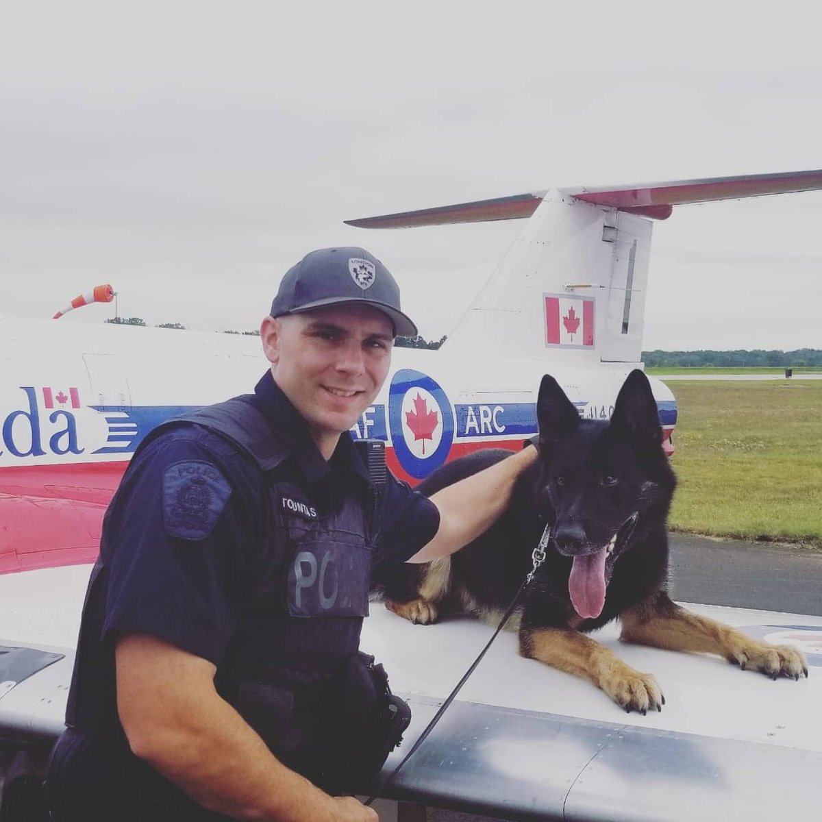 k9_london's tweet photo. Thank you!!! This week, PSD Max retired after serving the City of London for 6 years.  PSD Max was responsible for multiple arrests, apprehensions, locates of missing persons and case specific evidence.  Thank you to handler, PC Mike Tountas and good luck in your new position! https://t.co/vghkYOsqz1
