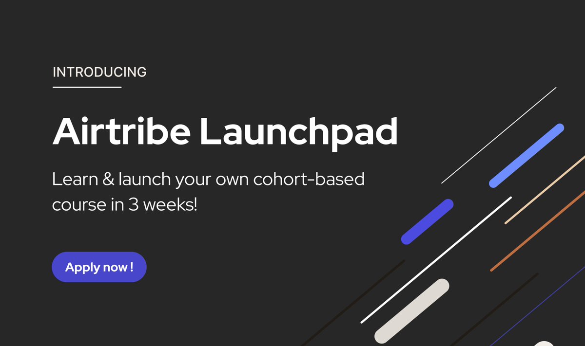NavSha's tweet photo. 📢 Introducing Airtribe Launchpad! 

It's a free course designed to teach you everything you need to run your own cohort-based course similar to the one by our very own @shravantickoo23 😎 

#cohortbasedcourse #community #EdTech #creatorcommunity https://t.co/qiMskt3jzK