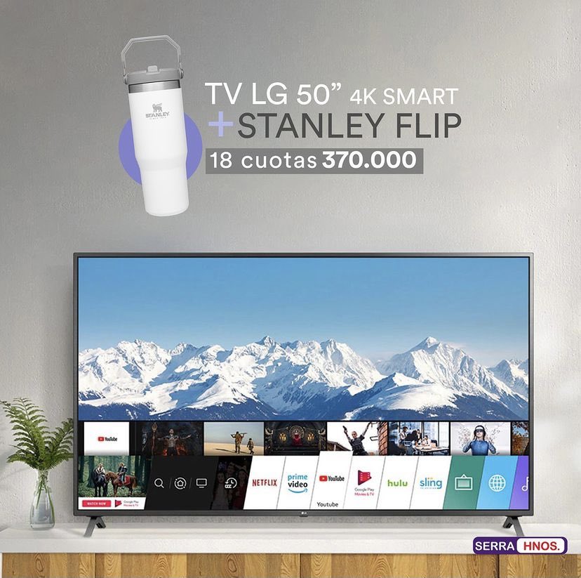 HnosSerra's tweet photo. Revolucioná la manera de ver tus series y películas favoritas con la TV LG 50” 4K Smart 🙌 y disfrutá de tus bebidas frías en todo momento gracias al Stanley Flip👌😎
🟣 Tv LG 50” 4K Smart + Stanley Flip
➡️ 18 cuotas de Gs. 370.000
📲 Hacé tu pedido al DM o escribiros 0994159 365 https://t.co/UWxSTLFcfC