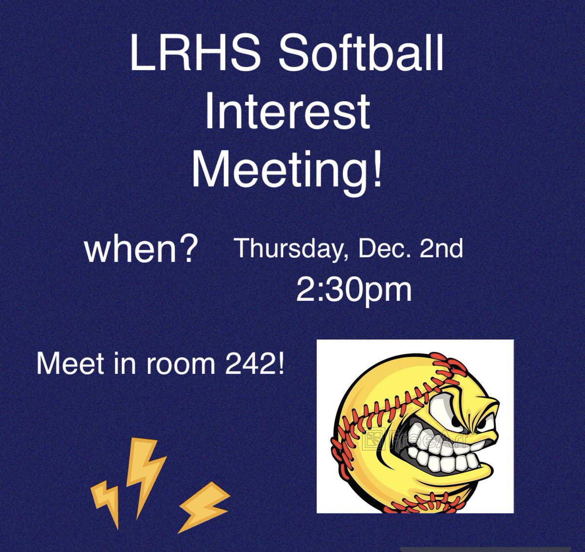 Interested in playing softball in the spring? Come to the interest meeting to learn more info!