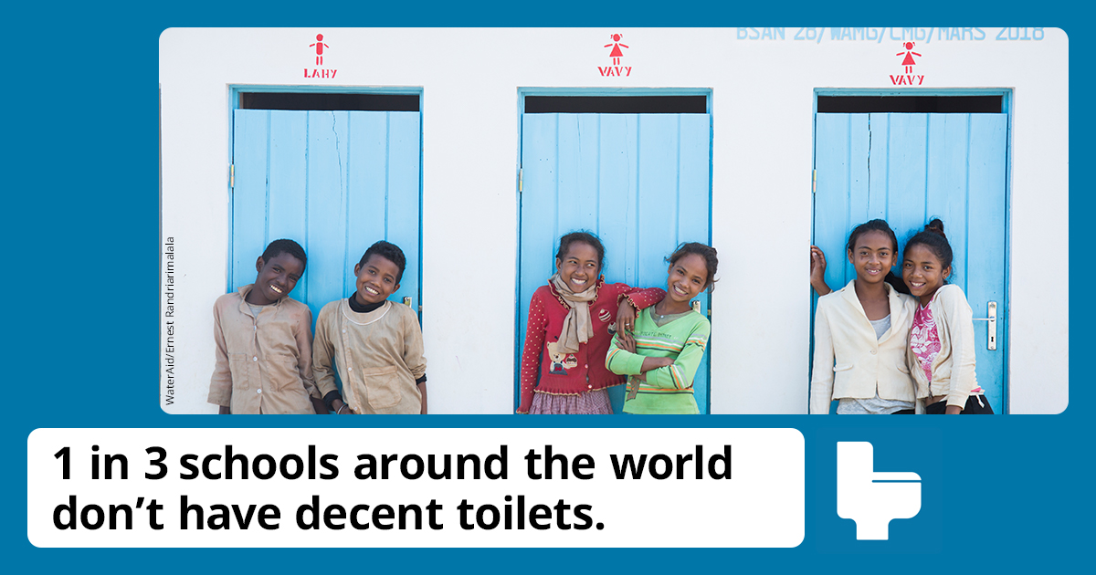 Millions of girls stay at home during their period because their school doesn’t have a decent toilet. 

Governments must commit more money to sanitation so that no one is held back from getting an education. #WorldToiletDay 
#TalkToilets 
#Toilets4All