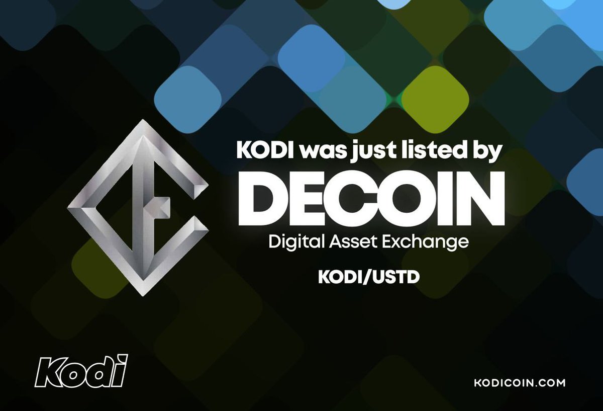 Kodi_Coin's tweet photo. #KODI is making waves!
We got listed in another Exchange ( Decoin ) without our knowledge. 

#BTC #BNB #bsc #BinanceSmartChain #ETH https://t.co/mXMHSawKps