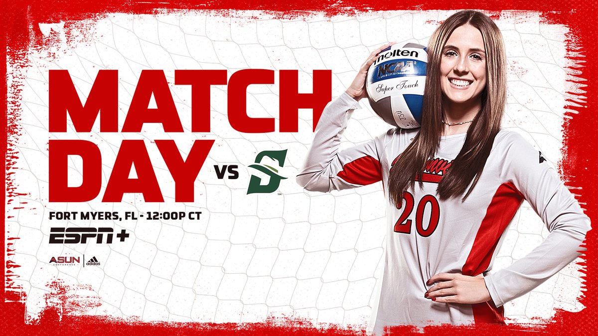 MATCH. DAY.

Quarterfinal coming 🔜

🆚 <a href="/StetsonVB/">Stetson Volleyball</a> 
📌 Ft. Myers
⏰ 12 p.m. CT
💻es.pn/3wYNg1K
📈 bit.ly/327TlNX
🎟️bit.ly/3wXquaC

#StayCocky