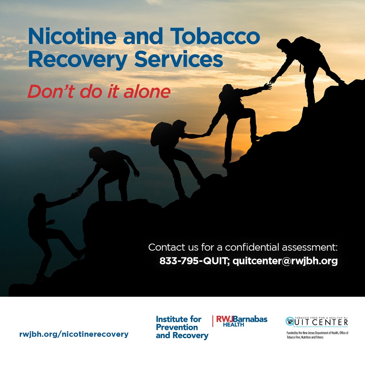 NBIHeartTrans's tweet photo. .@RWJBarnabas recognizes the #GreatAmericanSmokeout to help those addicted to smoking &amp; vaping take an important 1st step towards recovery.

We can provide you with the support &amp; tools needed to succeed.

Call (833) 795-QUIT or https://t.co/al5gYJB6Yk

#LetsBeHealthyTogether https://t.co/0jhsal3MHO
