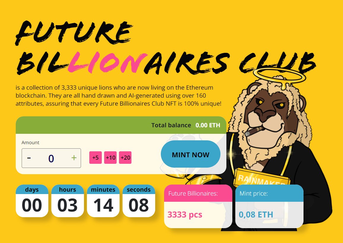 🦦 Otters Upcoming Collections Service reports:

🦁 3,333 future billionaire lions will break out soon
🗓️ PUBLIC SALE today 6 pm UTC 🗓️

nftotters.com/d/780-future-b…

#NFTOtters #nftcollectors #nftart
