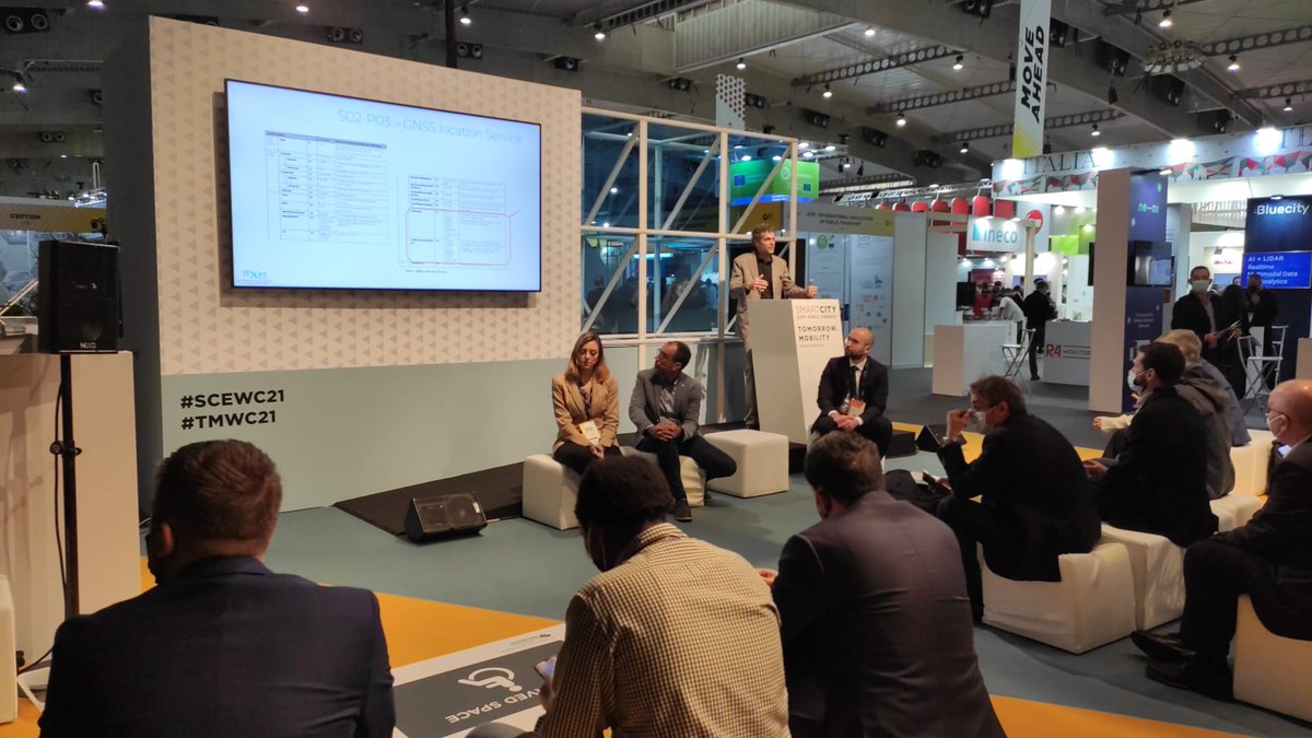 CIT_UPC's tweet photo. The #ARIADNA session at #SCEWC21 right now! 
'Leveraging Galileo Satellite Technology for More Sustainable Cities' welcomes urban #mobility players sharing their experience with #Galileo tech.
📌Meet us at the Innovation Zone! @ProjectAriadna https://t.co/GoqZLLzKSq