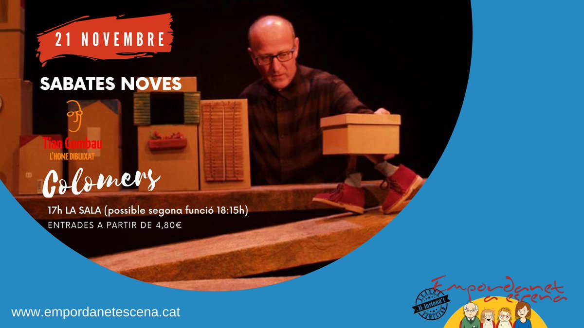 empordanetescen's tweet photo. (1/4) 📣No us perdeu aquest diumenge el darrer espectacle del cicle 2021‼️Per primera programem un espectacle de fora de Catalunya (terres valencianes).
#empordanetescena #empordanetescena2021 #teatredobjectes #tiangombau #sabatesnoves https://t.co/QOqT2tTSKG