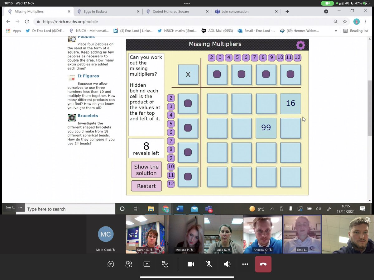 bandy4eva's tweet photo. A huge thank you to @DrEmsLord for attending our @MinsterLA #mathsnetwork meeting last night - providing insights on @nrichmaths and it’s beneficial uses in class. @NottsCC @educationgovuk @kingedwinsch #Excellence #resilience #reasoning. Was incredibly informative! https://t.co/NEmxnyvKwy