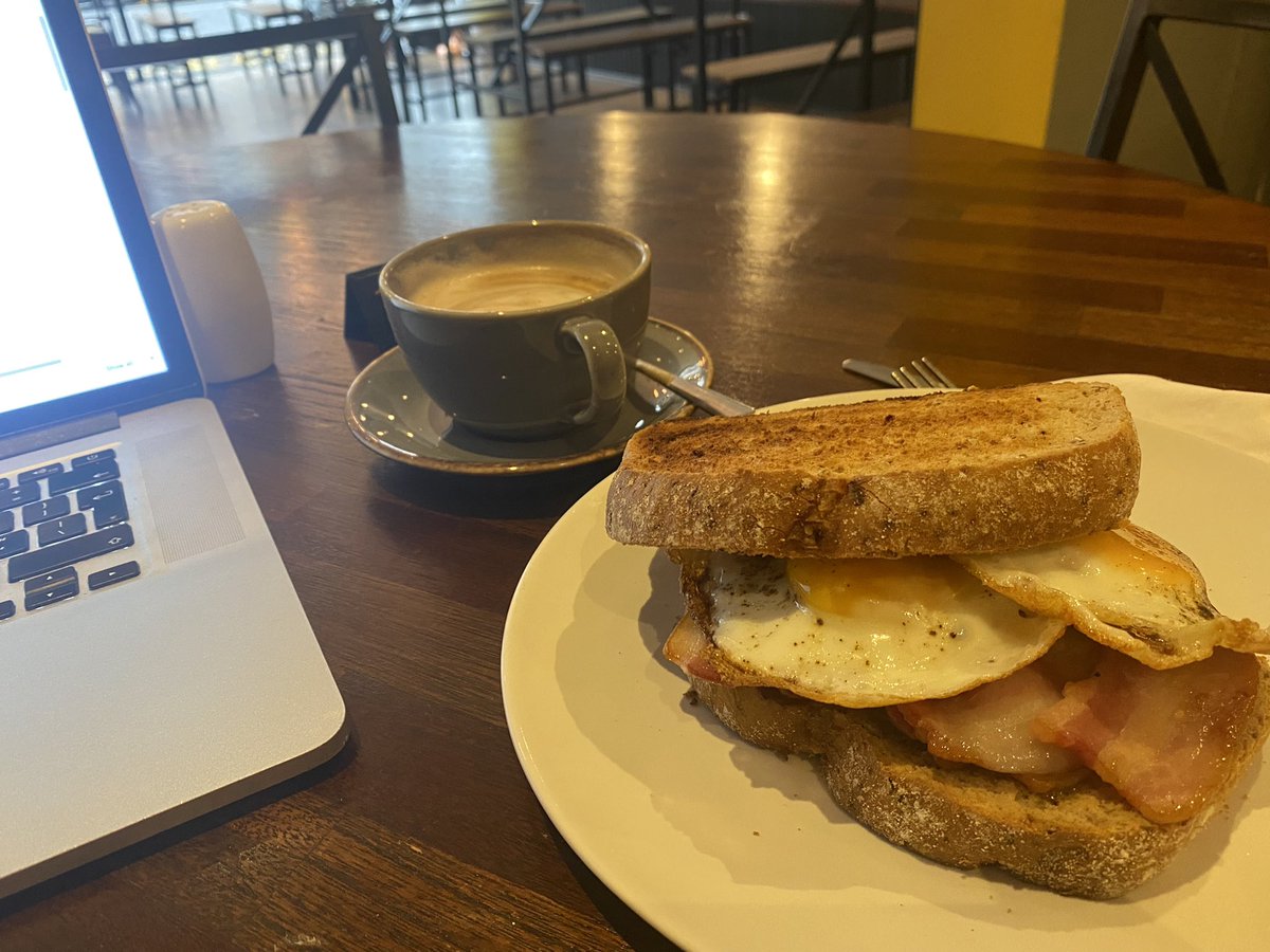 Incredibly tasty egg &amp; bacon on toast, stunning ManCoCo coffee plus FREE WiFi! .. All @ ‘SUP Urmston!

Why work at home when you can do it here?! 

#urmston #urmstonfoodie #trafford #traffordpark