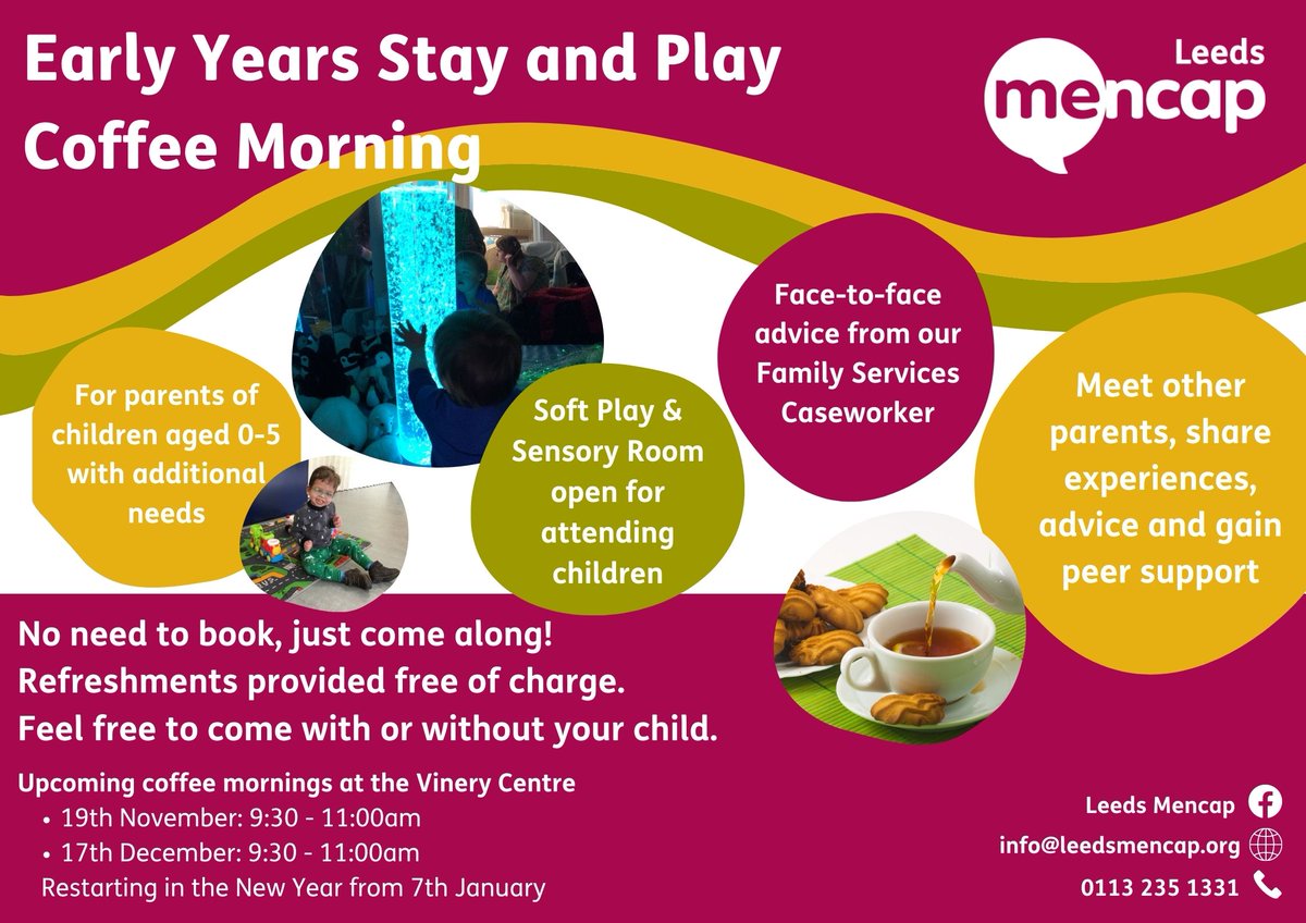 Hi everyone, we have another stay and play coffee morning tomorrow at 9:30 at The Vinery Centre. This week we will be talking all about sensory play and looking at some of the sensory toys from our new toy library! We hope to see you there!😀☕️