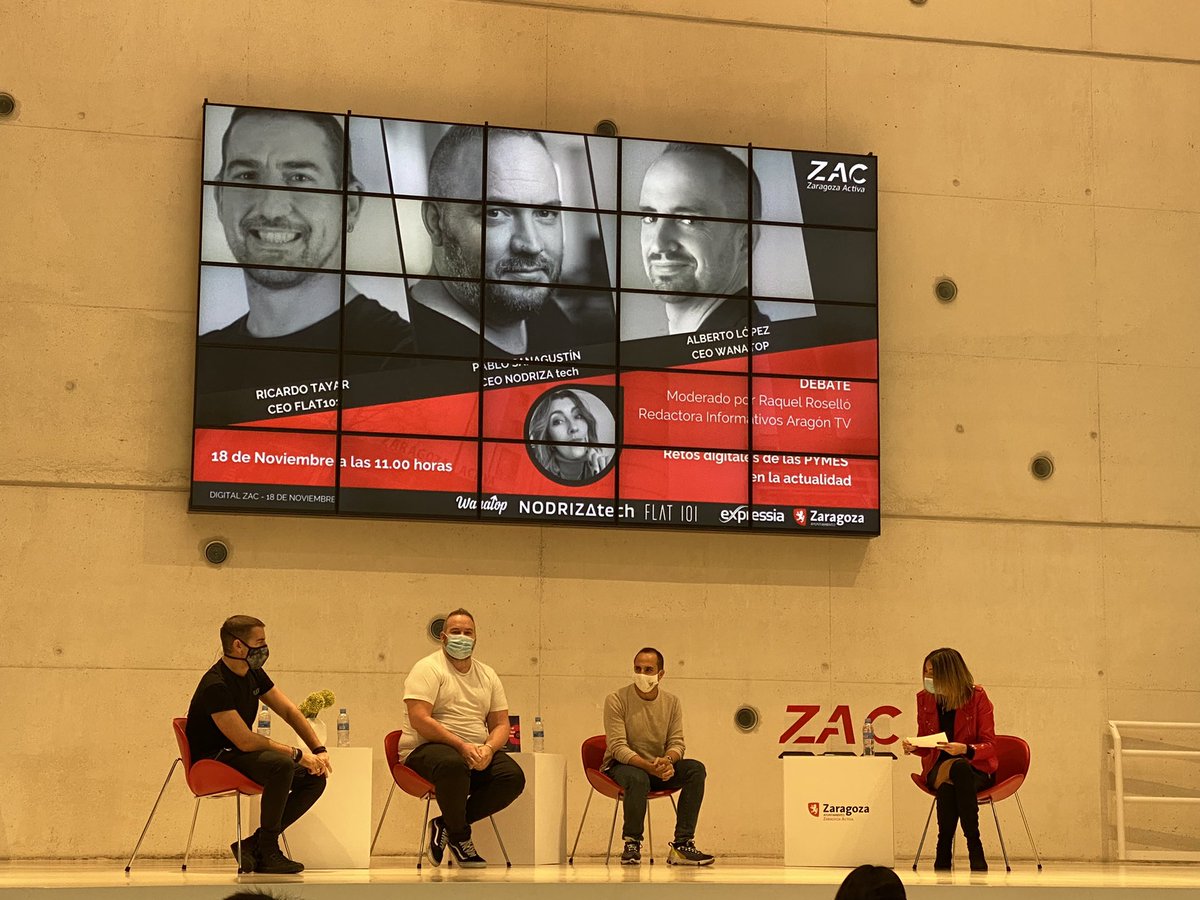 yolandaherreroc's tweet photo. Mesa redonda “Retos Digitales de las PYMES en la actualidad”. Ricardo Tayar #flat101, Alberto López #wanatop y Pablo San Agustín #nodrizatech. #DigitalZAC #ZaragozaActiva https://t.co/XjBbskug4B
