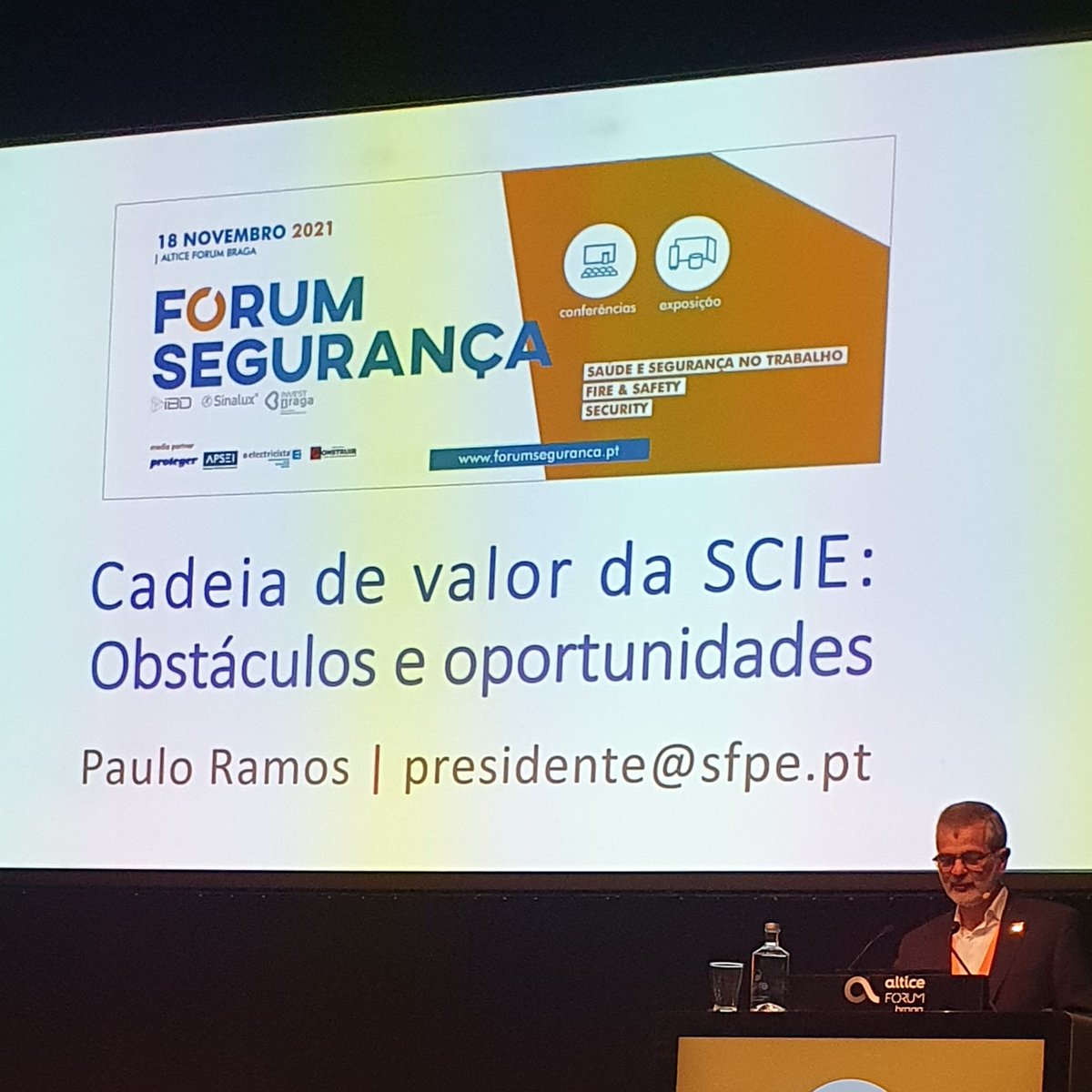 no Fórum Segurança em Braga, a SFPE Portugal  abriu o evento através da apresentação "Cadeia de Valore na SCIE" feita por  <a href="/pauloprataramos/">Paulo Prata Ramos</a> Prata Ramos