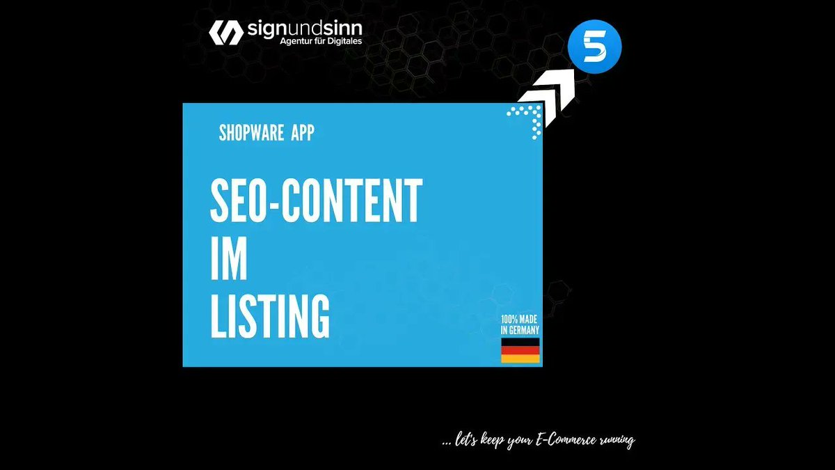 Auf unserem signundsinn Youtube Channel finden Sie ab sofort auch Installationsanleitungsvideos für viele unserer Plugins.
Hier ein Beispiel für unser SEO Content im Listing SW5 Installationsvideo: buff.ly/3DsXpGh