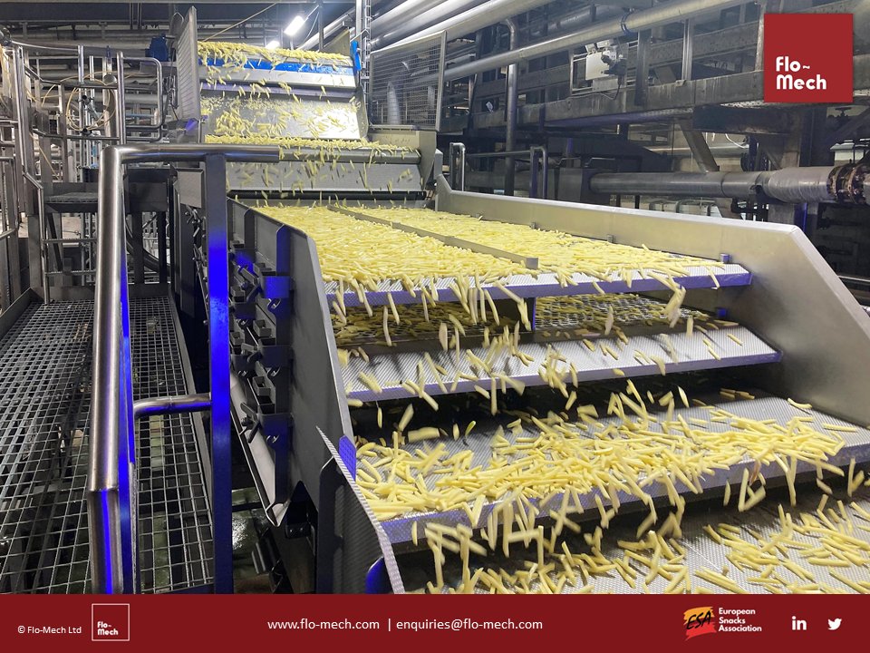 FloMechLtd's tweet photo. Here we have a recently installed Key Technology 6WL Iso-Flo Vibratory Shaker that is grading, sizing and separating #FrenchFries prior to Optical Sorting

Featuring StrongArm spring technology and 3 lightweight interchangeable screens, this Shaker is capable of 6,000kg per hour https://t.co/N4iOtcL5wL