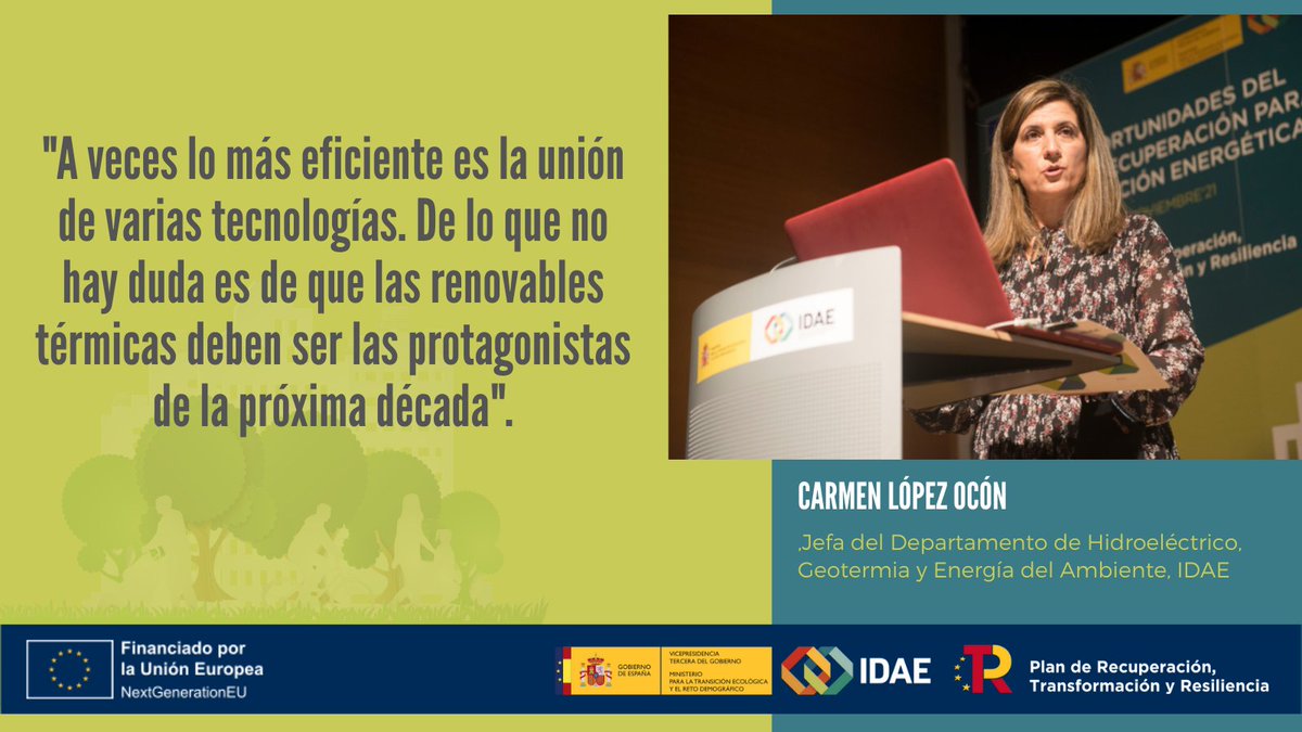 .<a href="/clopezocon/">Carmen López Ocón</a>, de <a href="/IDAEenergia/">IDAE</a>, ha explicado que “las bombas de calor van a ser muy importantes para la #descarbonización de los edificios. Pero tenemos un abanico de #RenovablesTérmicas y hay que encontrar la más eficiente para cada proyecto”.

🎥 youtu.be/c7JH-06IO_Y