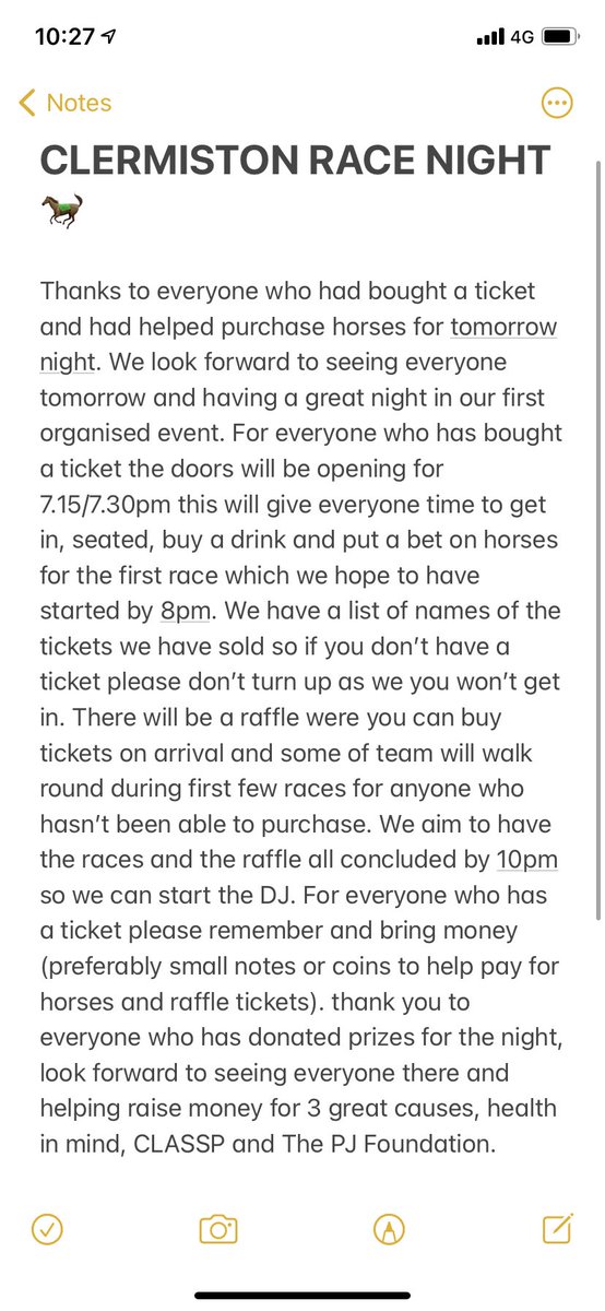 !!!RACENIGHT UPDATE!!!  
 
Look forward to seeing everyone who has a ticket, let’s raise as much money as possible for these charities and have a good clerry party 🟣⚫️⚪️ 🍻🥂🍹🍾