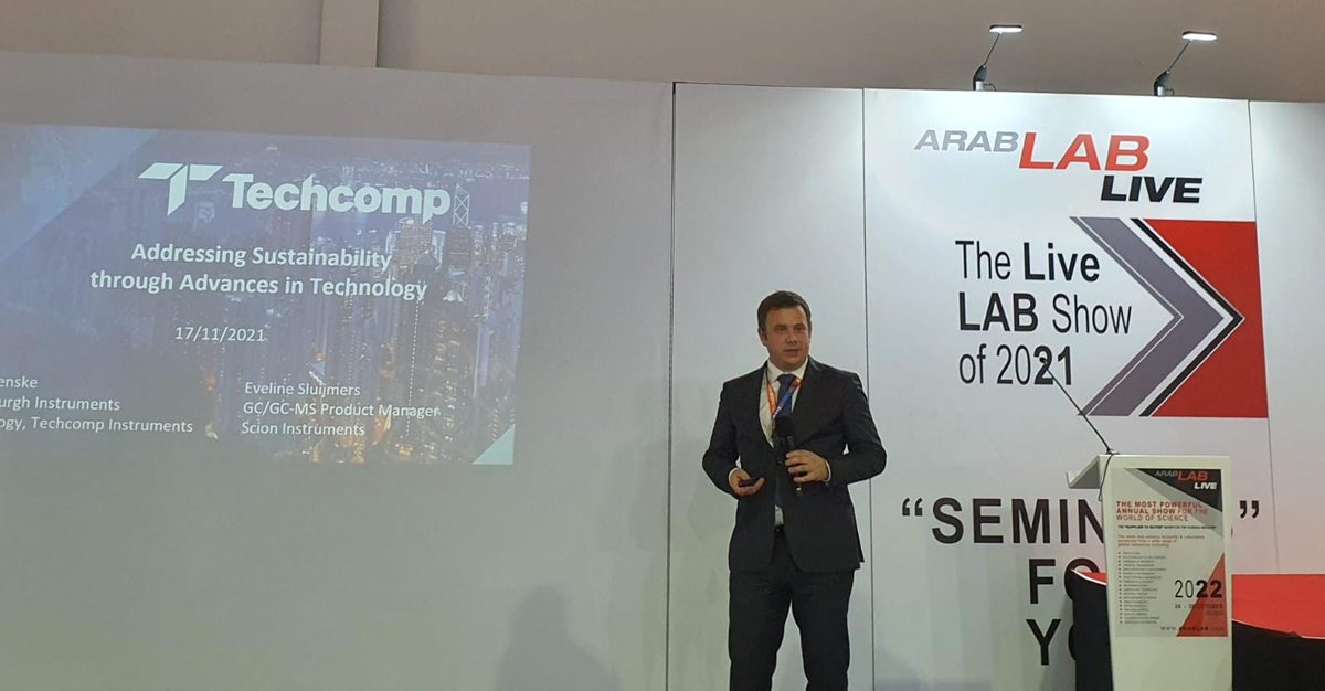 Edinst's tweet photo. On the final day of #ArabLab2021, Edinburgh Instruments CEO, Roger Fenske, gave a talk on sustainability through technology.
Focusing on environmental exposure and sustainability, his talk was well received with a good exchange from the audience.
https://t.co/cUBmLP2NIe https://t.co/X0rajtDWxx