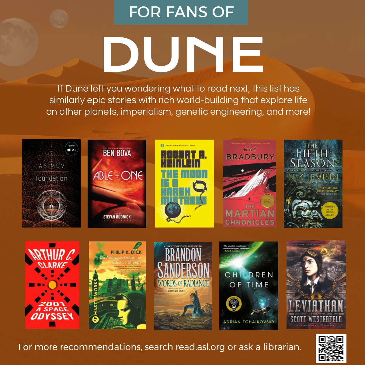 Hey, Dune fans... visit <a href="/ASLMellon/">Mellon Library</a> to find your next epic sci-fi read! #aslreads #aslreads #aslcreates libraryaware.com/2EYB3M