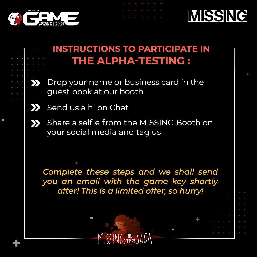 Exclusive Alpha Testing of MISSING The Complete Saga - a first of its kind Open World RPG set in a Rural Indian Village! Available only for the duration of the festival. Click on link in bio or igdc2021.floor.bz/cast/557025 to avail the opportunity!

#igdc2021 #getonthefloor