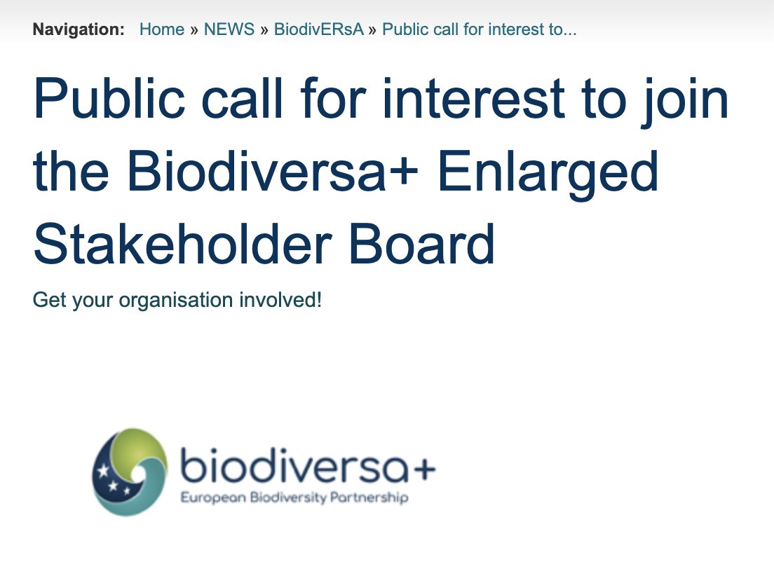 BiodiversaPlus's tweet photo. ๐ข#DYK that you can join the Enlarged Stakeholder Board of Biodiversa+ ?
We have an open call, submit your application NOW!
๐https://t.co/xNkXKqHgnP
#BiodiversaEvents #OpenCall https://t.co/7FLTuwMJHv