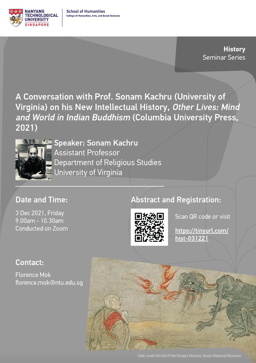 Dec 3 - Join me @NTUSouthAsia for a discussion with Prof. Sonam Kachru @bsod_nams @UVA_ReliSt about his fantastic new book _Other Lives_ @ColumbiaUP. Register here tinyurl.com/hist-031221 @H_Buddhism @U_K_A_B_S @NewBooksBuddha @canbuddhist @UWSouthAsia @ISASatBerkeley @UChiDelhi