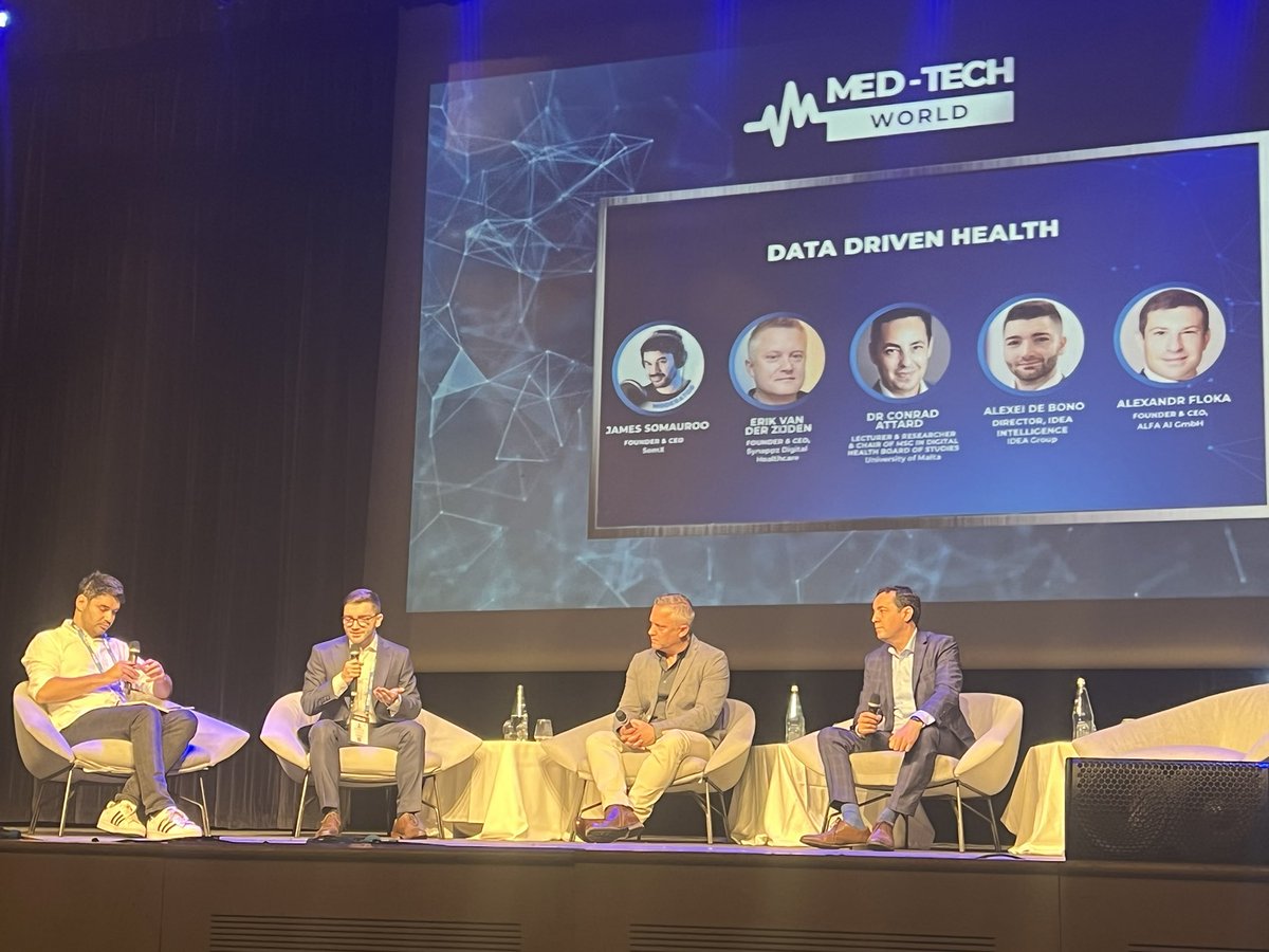 Joao_B's tweet photo. Next session @Med_TechWorld - Data Driven Health 

@JamesSomauroo @alexeidebono Alexander Floka , Erik Van Der Zijden , Dr. Conrad Attard 

#healthdata #digitalhealth #healthcare #valuedata #medtech https://t.co/xNEmRkClJz