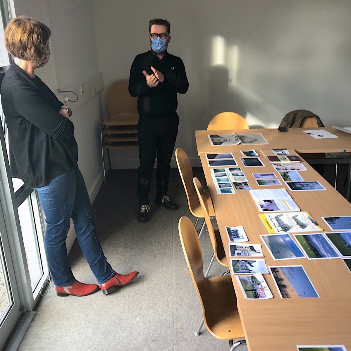 BAPhotoIADT's tweet photo. #MastersByResearch Recent meeting with @Kate8Nolan &amp; supervisors @JustinMCarville &amp; @MarkJCurran on her #PracticeLedResearch working with young people examining effects of #IrishBorder on #Identity &amp; #Place Kate supported by @IrishResearch  #Postgraduate @IADT_research @myIADT https://t.co/Y0J8A9Fgee