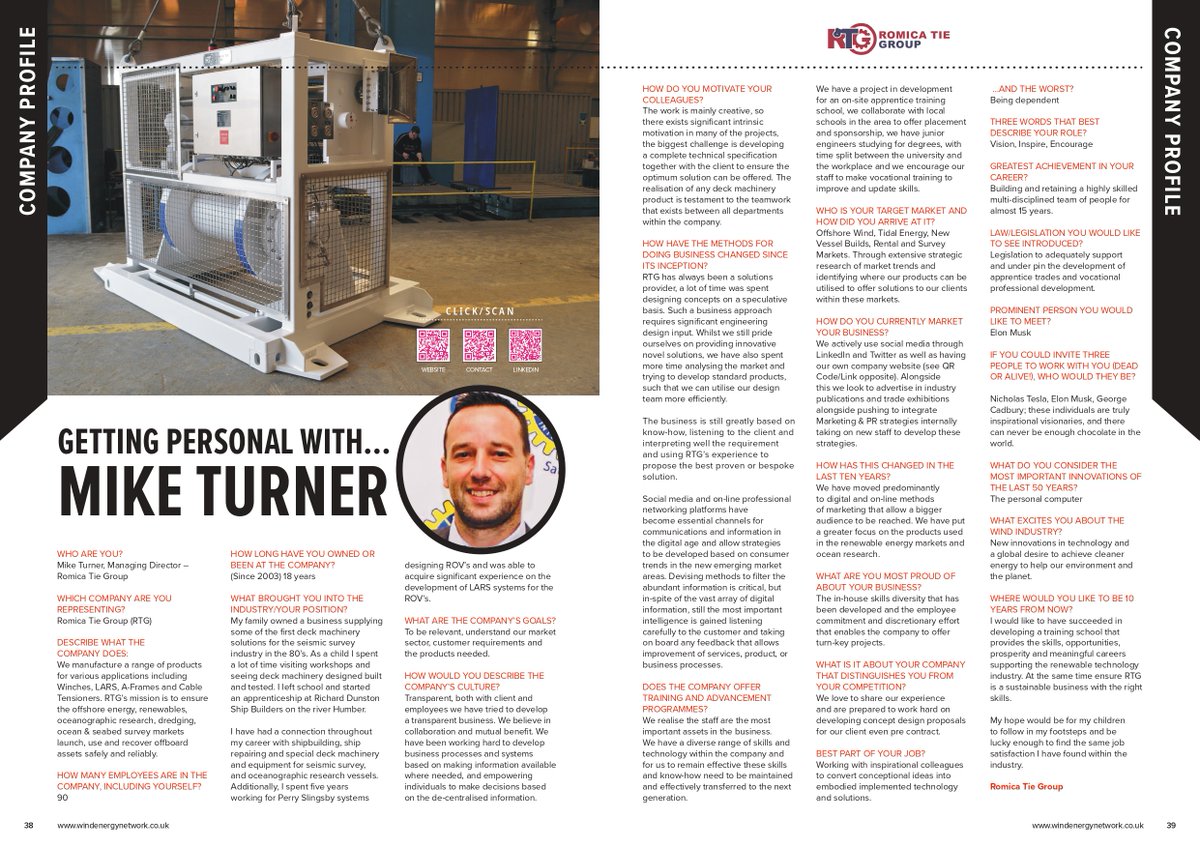 romicaengineer1's tweet photo. Our company profile -new issue of WindEnergy- interview with Mike Turner-Managing director at RTG https://t.co/u8wWD4aAC1