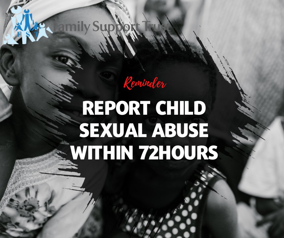 Let's continue the fight by reporting child sexual abuse within 72hours. Remember Family Support Trust offers free medical and psycho-social support services to survivors of child sexual abuse. Call the FST toll free line 08080501. #fst #endsexualviolence #Stopchildsexualabuse