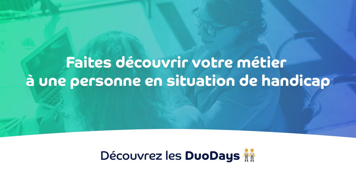 C'est les #DuoDays !💡Faites découvrir votre métier à une personne en situation de handicap ! 📆 Aujourd'hui se tient la 4e édition proposant plus de 18 000 offres de duos ! 🚀 Pour en savoir plus 👉 duoday.fr
Tous unis pour une société plus inclusive.💚
#SEEPH2021