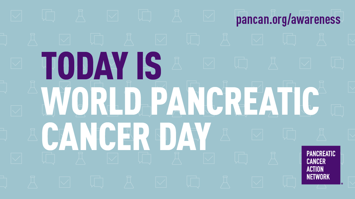 PanCAN's tweet photo. IT'S WORLD PANCREATIC CANCER DAY! LET'S MAKE SOME NOISE FOR THIS DISEASE! 🎉📣🗣 Join us in turning the world purple today by:

💜 Putting on your best purple!
📷 Taking a picture (or 2 or 3)!
🏷️ Tagging @PanCAN and #PanCANawareness

https://t.co/Y2A61o3Iak #WPCD https://t.co/RtvJT2ES6N