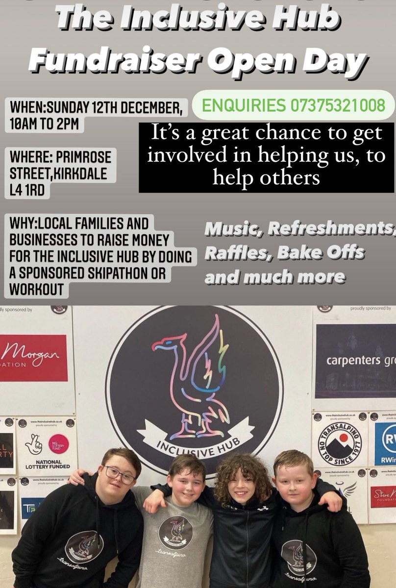 liamstarkey84's tweet image. We’re delighted to confirm our Fundraising Open Day on 12th December at the Inclusive Hub.
The doors will be open for everyone and you can do your part by getting sponsored to either skip/ take pads, bake or donate. 
If you support the Hub then we hope to see you on the day 🥊