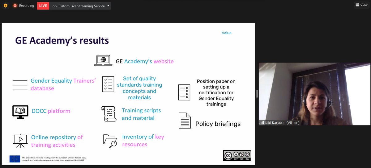 GEAcademy_eu's tweet photo. 🔴 Final Event updates!

Leading the dissemination of the project, Kiki Karydou from @vilabs_eu, is addressing the future of the training sessions and complementary resources offered by GE Academy after the project's completion. 

#GEAcademy #gendercapacitybuilding #EU #H2020 https://t.co/rjL9q91Dq3