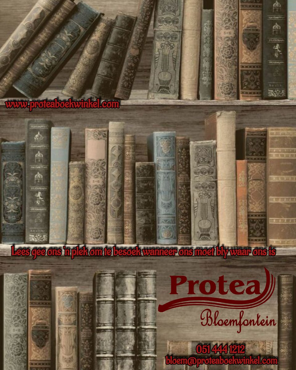 ProteaBoekeBFN's tweet photo. Protea Boekwinkel Bloemfontein, jou een-stop winkel vir alle lekker lees-, skool- &amp; universiteitsboeke, skryfbehoeftes en nog vele meer!

#proteaboekebfn #localislekker #supportlocal #ondersteunplaaslik #trotsplaaslik #booklover #bookdragon #bookaddict #boeke #proteaboekwinkel https://t.co/kUBRZ9bRb3