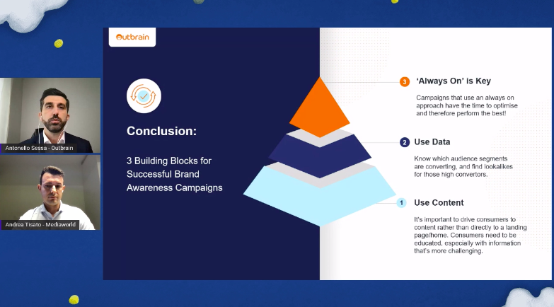 alebin8's tweet photo. 🔴#IABForum2021: cosa abbiamo imparato dal #workshop di @Outbrain?

👉Le soluzioni per massimizzare la brand awareness e la brand consideration.
👉L'approccio human-first: mettere al centro il cliente.
👉Le best practices di un caso di successo realizzato con MediaWorld Italia. https://t.co/3QwHFm3m5w