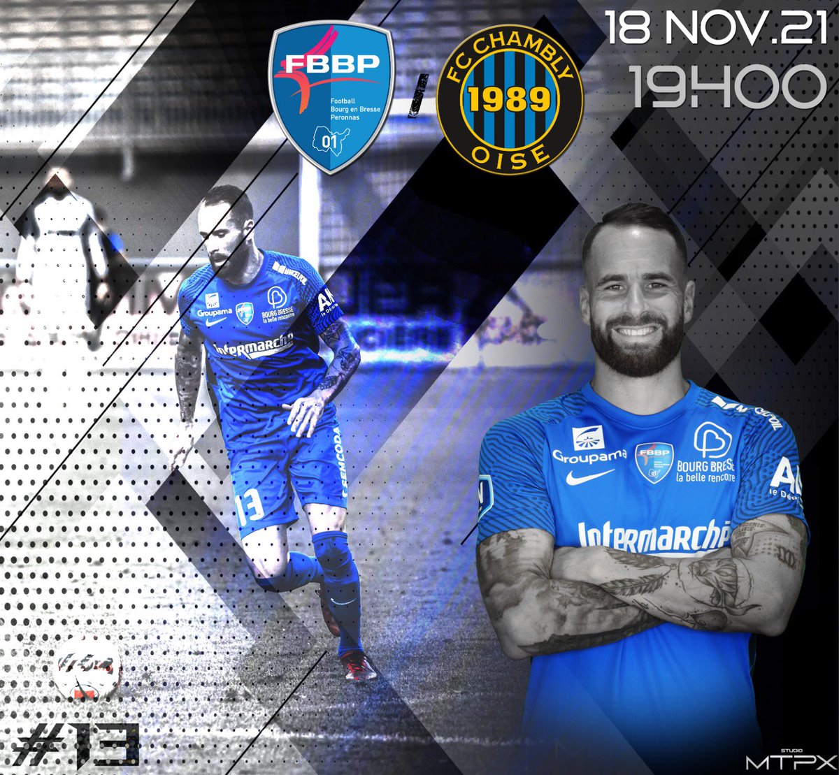 ScaramozzinoA's tweet photo. Jour de match ⚽️
@FBBP01 🆚 @FCCOISE
🏆 @NationalFFF
⌚️ 19:00
📺 https://t.co/MJInPoGmKE
🏟 Marcel Verchère
📸 @mtpx_studio
#gameday #TeamBressan #fbbp01 #NationalFFF #AS13 https://t.co/jr7Cg7oB7S