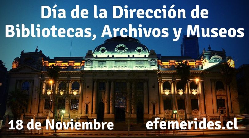 efemerideschile's tweet photo. Hoy saludamos a la Dirección de Bibliotecas, Archivos y Museos, ya que son quienes guardan la memoria de Chile, creando así una sociedad capaz de apreciar las más diversas expresiones artísticas y culturales. Feliz Día #DIBAM. Descubre más días en https://t.co/aZxAsMhR1C https://t.co/G2V6QJxOlI